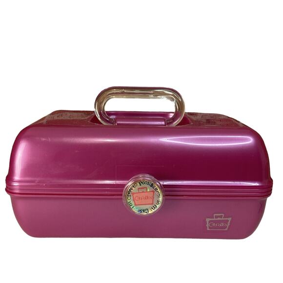 VTG Style Caboodles On-The-Go Girl Cosmetic Case Pink‎ Mirror Make Up Lipstick - Picture 1 of 15